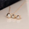 .055 Carat Diamond Necklace & Earrings Set 18k Twotone Gold JS49R