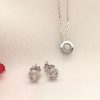 .06 CTW Diamond Necklace & Earrings Set 18k White Gold JS48W