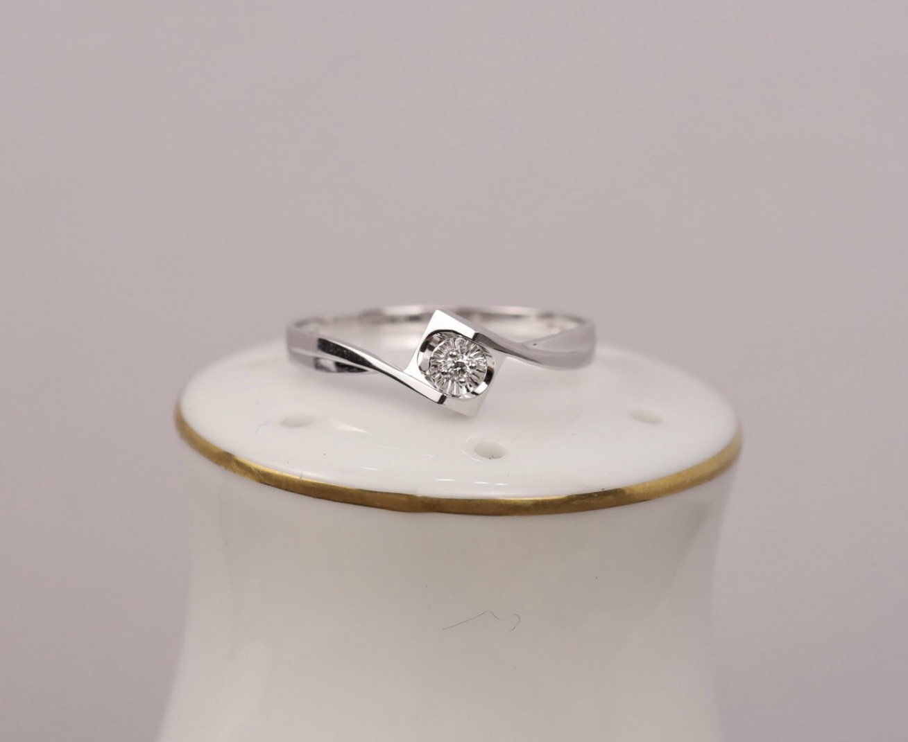 .017 Carat Diamond Engagement Ring 18k White Gold ER378