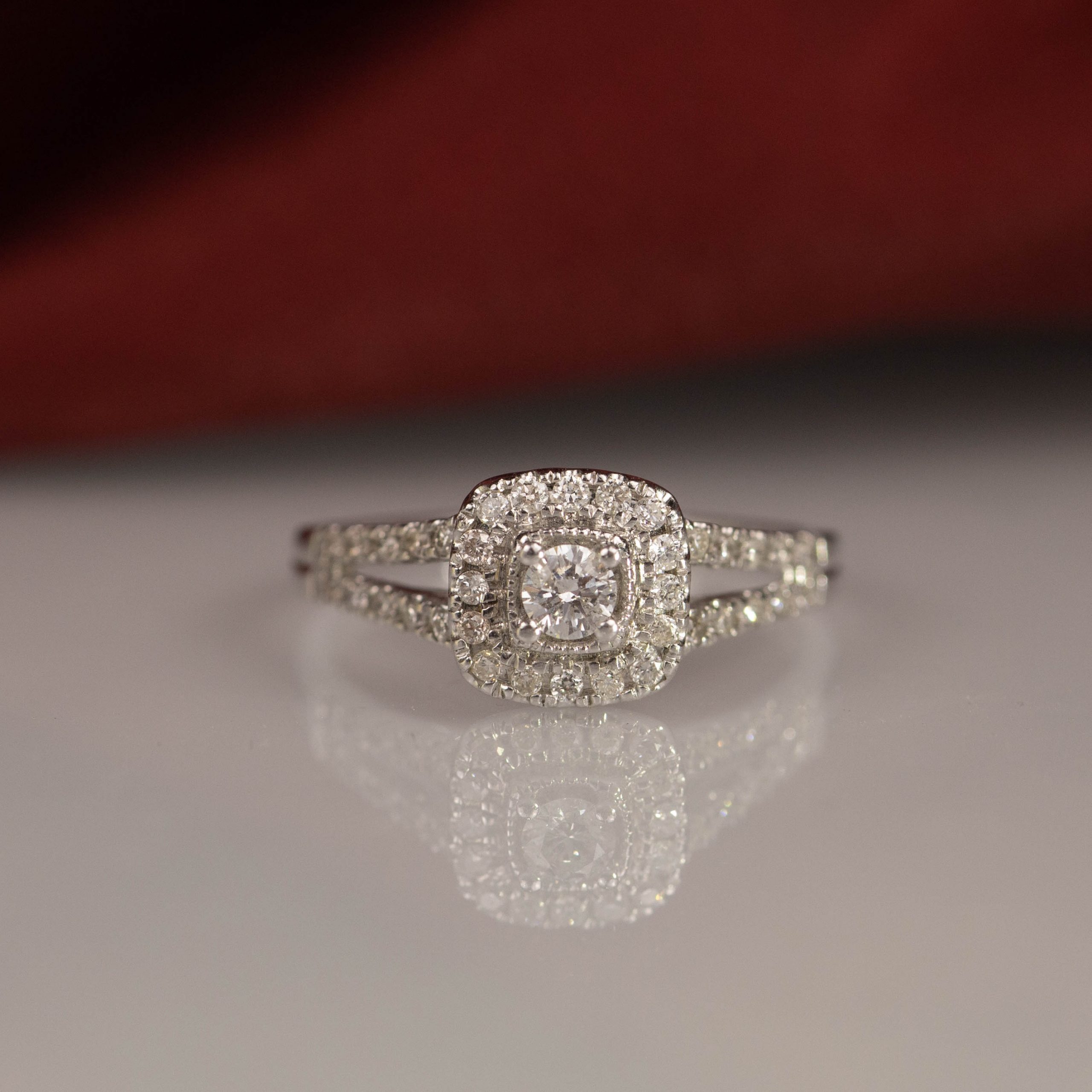 2.50 Carat Face Diamond Illusion Engagement Ring 14K White Gold ER406