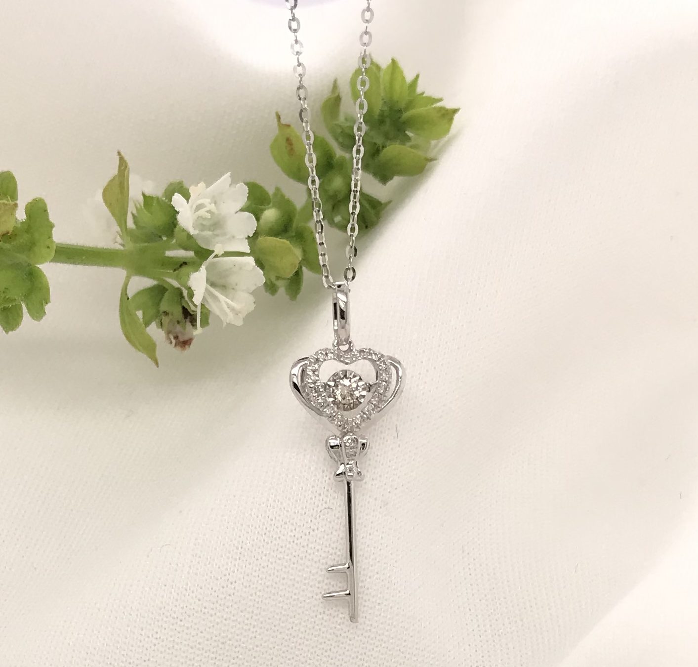 .12 CTW Dancing Diamond Necklace 18k White Gold N60W