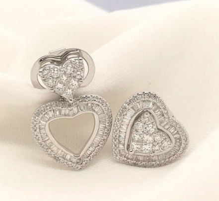 1.29 Carat Diamond White Gold 3-Way Earrings 14k E338