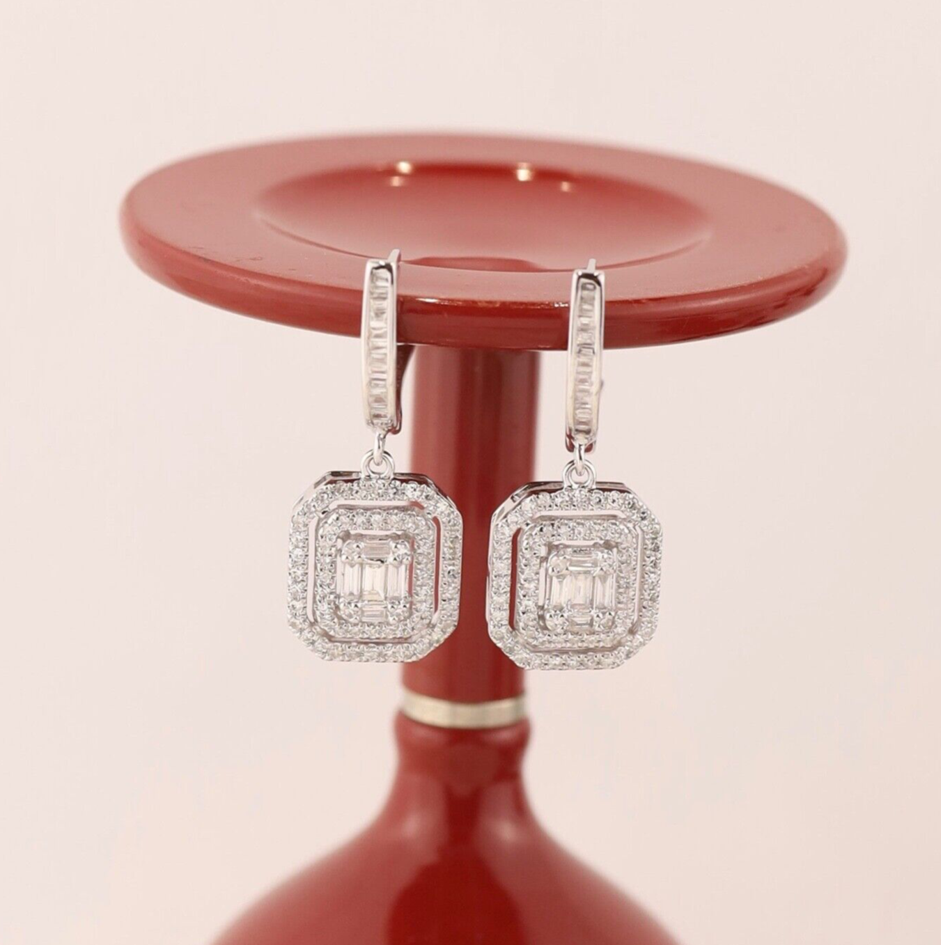 .528 CTW Diamond Dangling Earrings 14k White Gold E339-WG