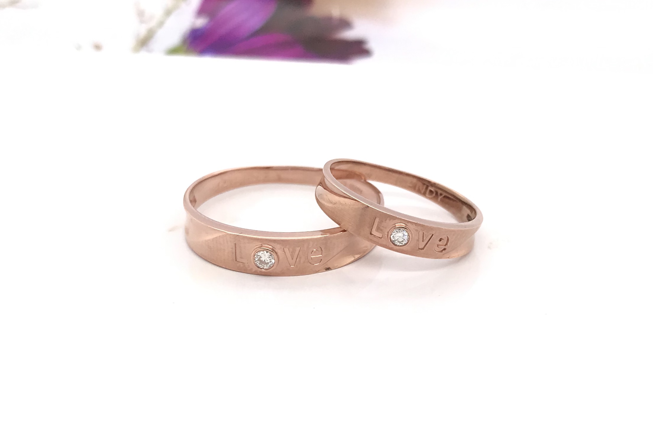 .052 CTW Diamond Wedding Ring 18k Rose Gold WR196