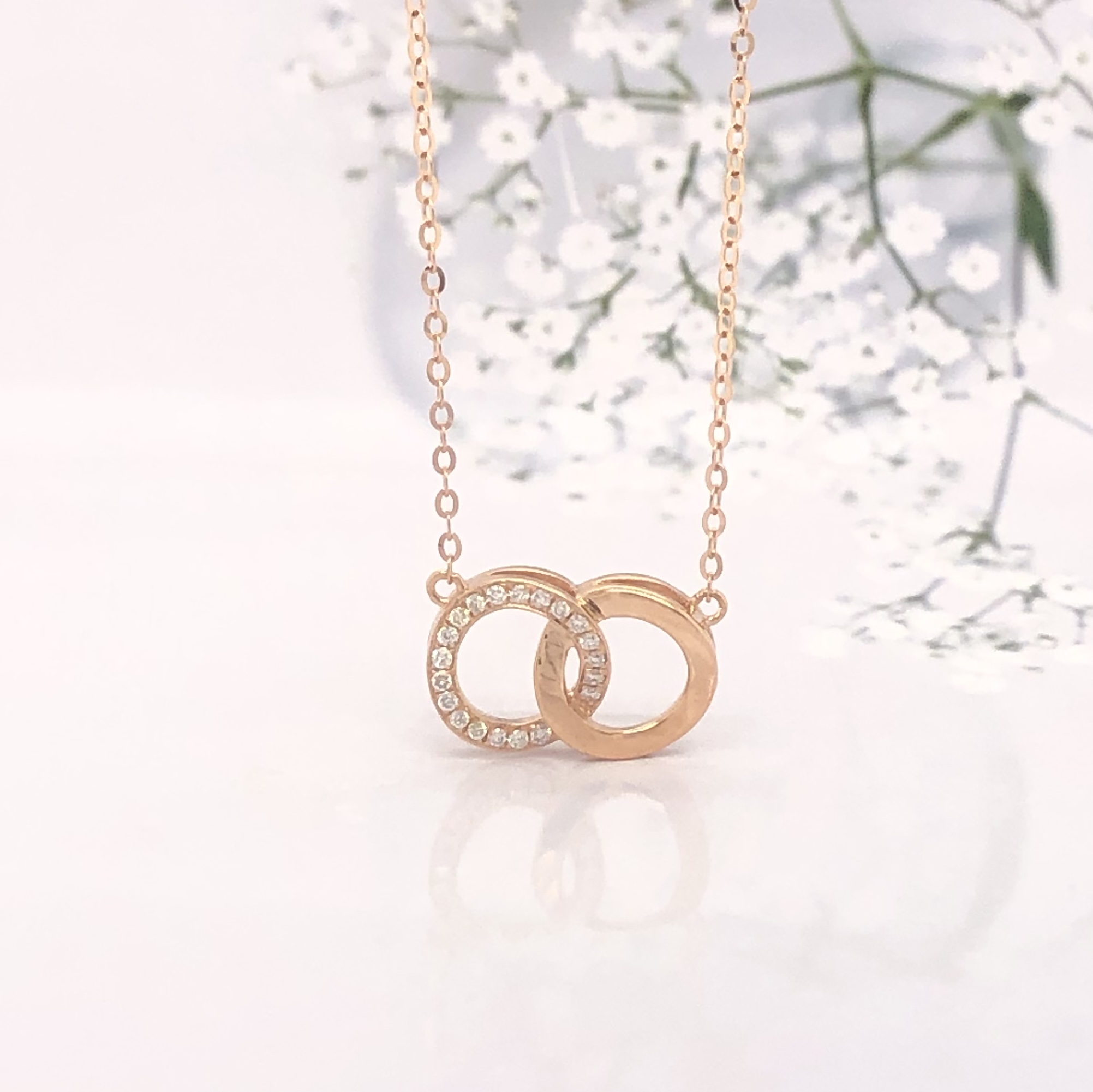 .056 CTW Diamond Necklace 18k Rose Gold N126