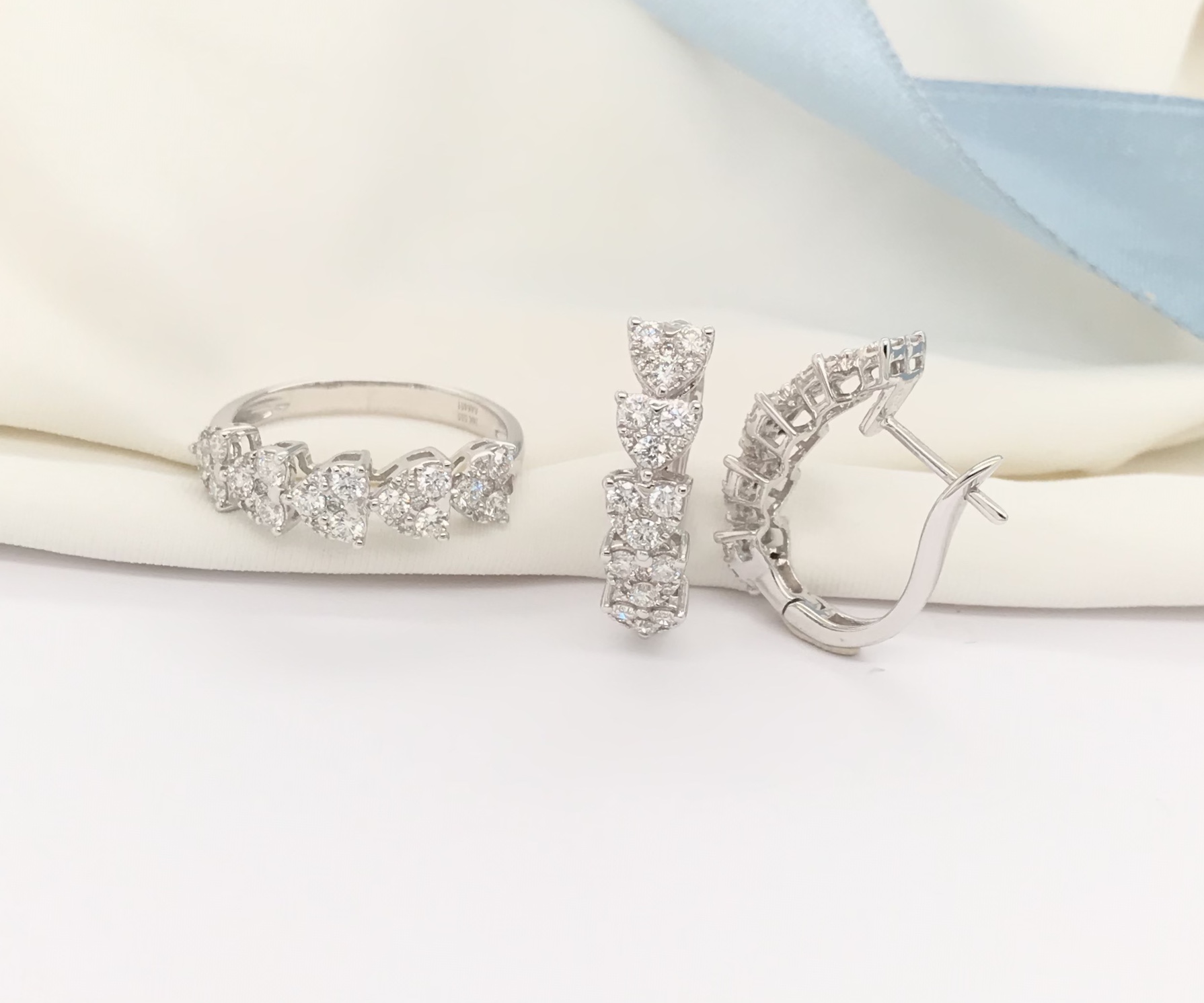 1.51 CTW Diamond Earrings & Ring Set 14k White Gold JS62