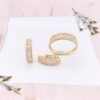 1.00 CTW Diamond Clip Earrings & Ring Set 18k Yellow Gold JS33
