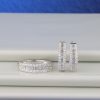 1.00 CTW Diamond Clip Earrings & Half Eternity Ring Set 18K White Gold JS32-WG