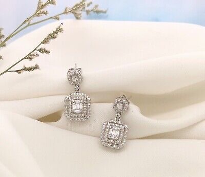 .622 CTW Diamond White Gold Dangling Earrings 14k E337