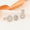 .94 CTW Diamond 3-way Earrings&Ring Set 14k White Gold JS92