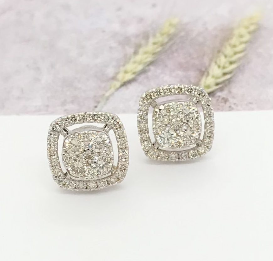 1.20 CTW Diamond Earrings 18K White Gold E265