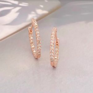 .50 CTW In & Out Diamond Loop Earrings 18k Rose Gold E703R