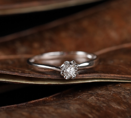 .037 Carat Diamond Engagement Ring 18k White Gold ER617