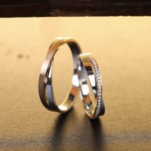.078 CTW Diamond Wedding Ring 18k Twotone Gold WR255 (IMS)