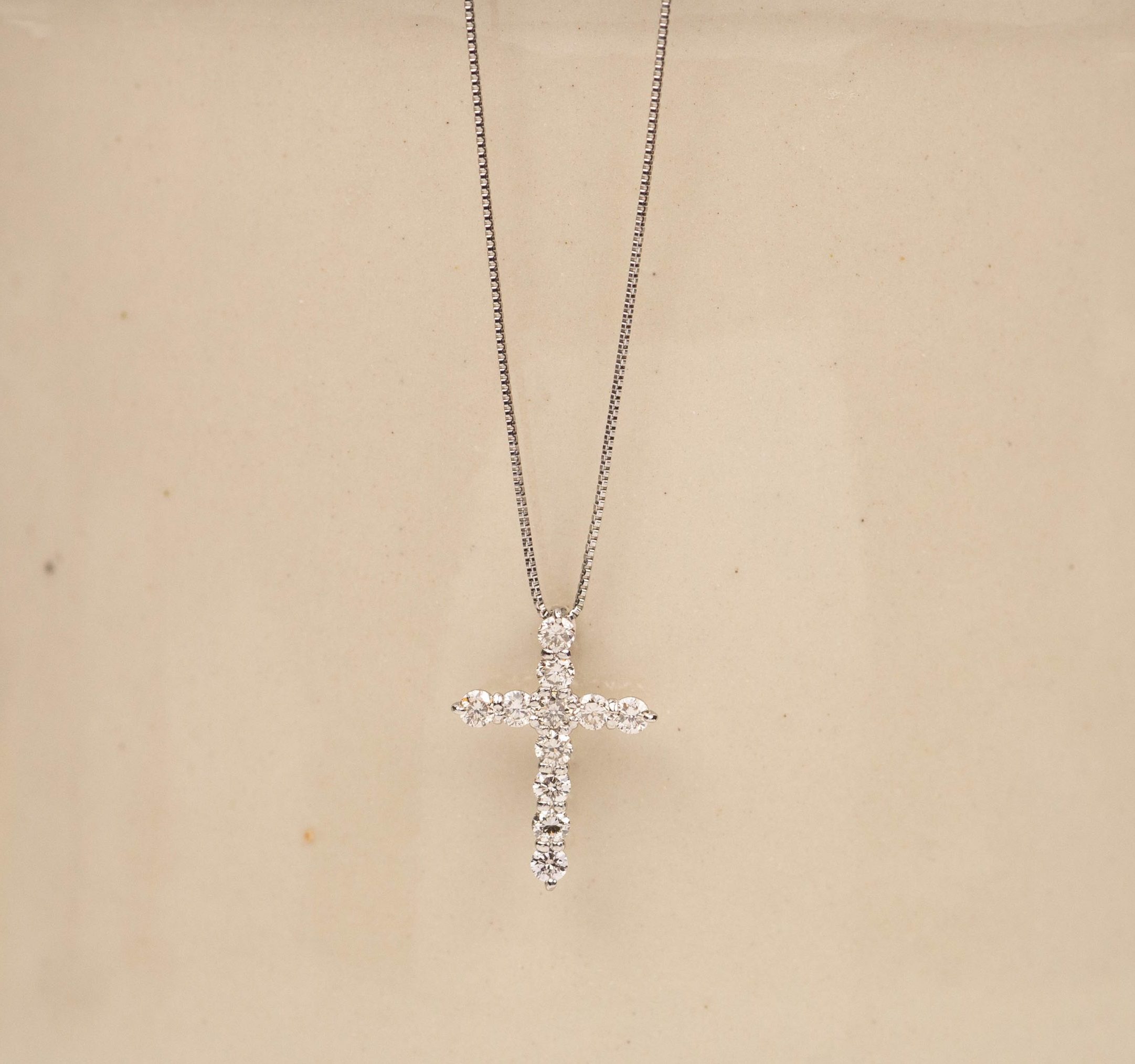 .50 CTW Diamond Cross Necklace 18k White Gold N116W