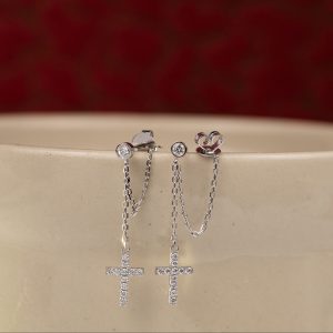 .216 CTW Diamond Dangling Earrings 18k White Gold E774W