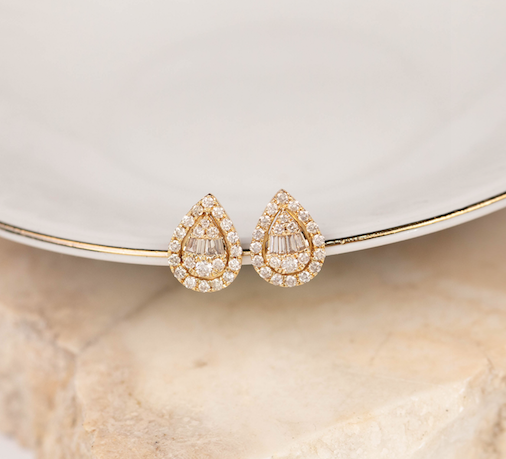 1.00 CTW Diamond Earrings 18K Yellow Gold E782Y
