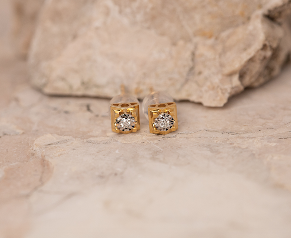 .034 CTW Diamond Earrings Twotone Gold JS107E-YG