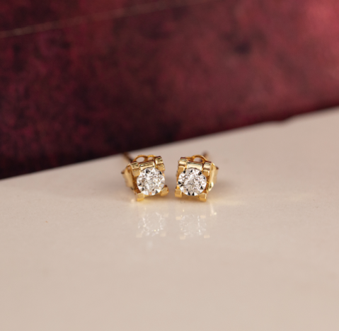 .034 CTW Diamond Earrings Twotone Gold Earrings JS52E-YG