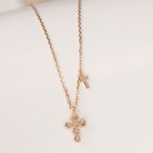 .12 CTW Diamond Cross Necklace 18k Rose Gold N181R