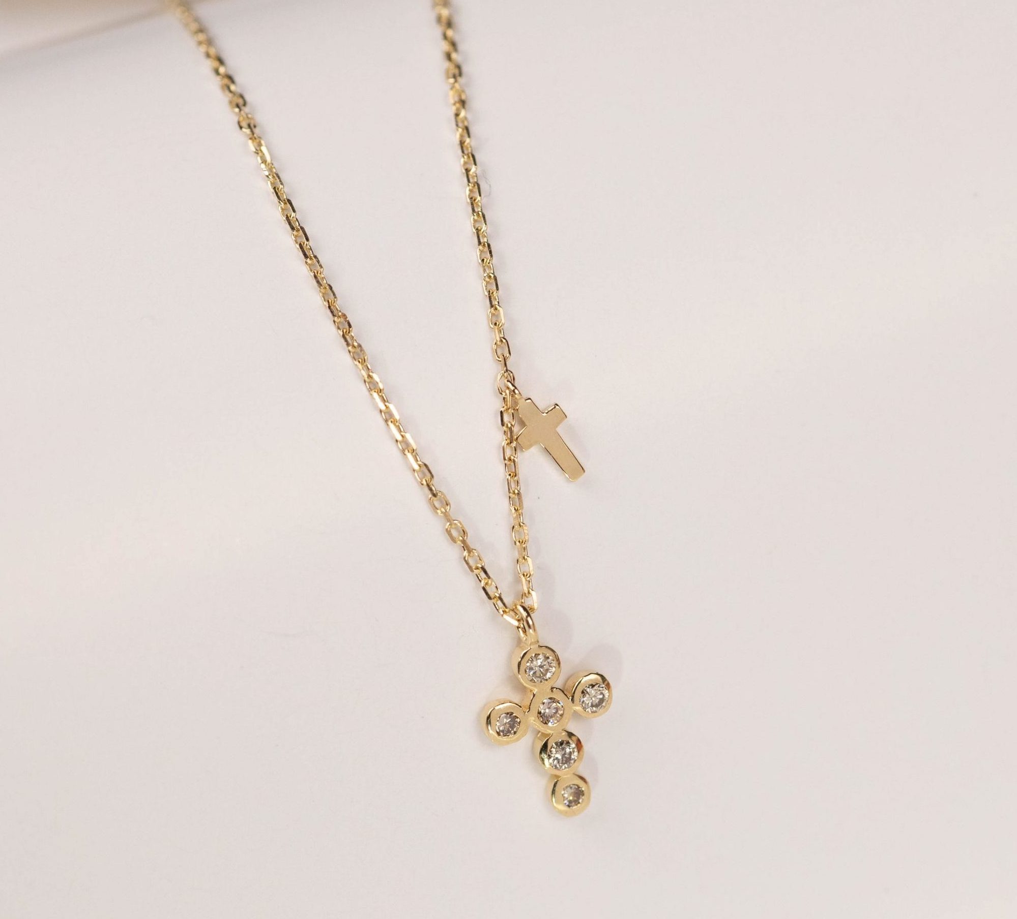 .12 CTW Diamond Cross Necklace 18k Yellow Gold N181Y