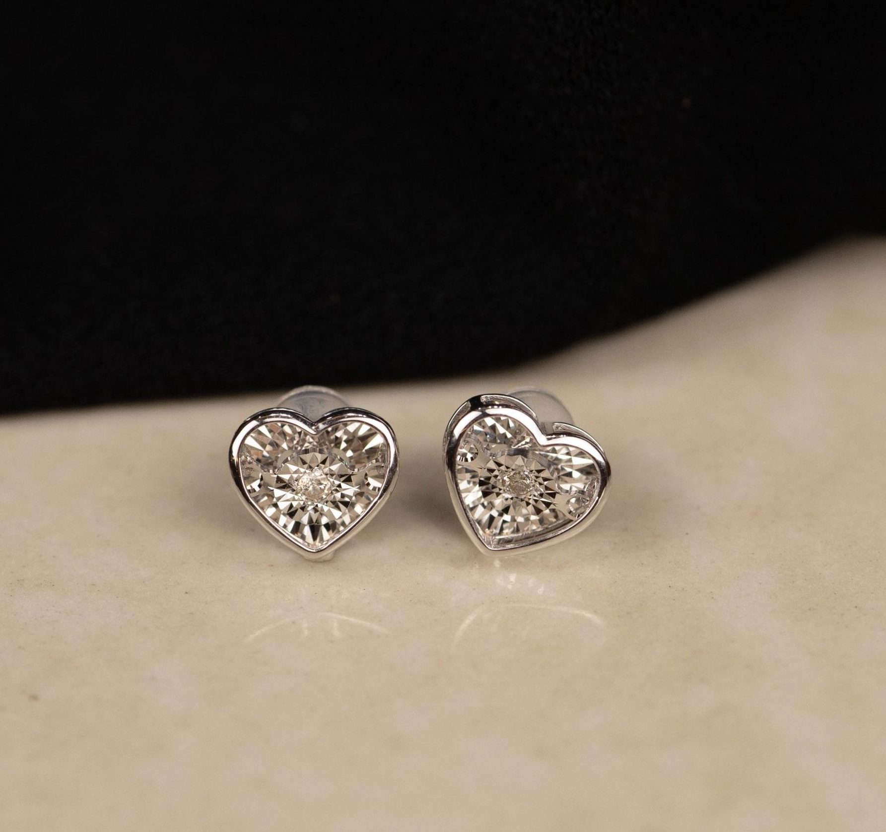 .04 CTW Dancing Diamond Heart Earrings 18k WhiteGold DDE01