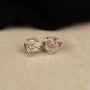 .04 CTW Dancing Diamond Heart Earrings 18k Twotone Gold DDE02