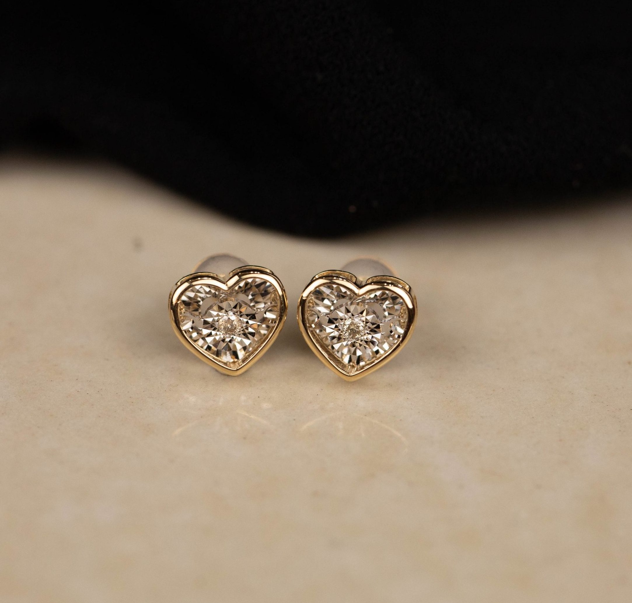 .04 CTW Dancing Diamond Heart Earrings 18k Twotone Gold DDE03