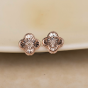 .04 CTW Dancing Diamond Clover Earrings 18k Twotone Gold DDE05