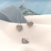 .06 CTW Dancing Diamond Heart Earrings&Necklace Set 18k White Gold DDS01
