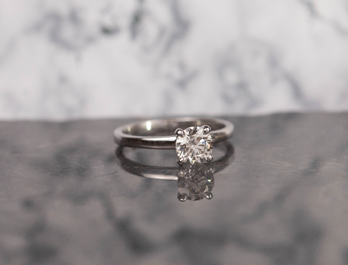 GIA-Certified .80 Carat Diamond Engagement Ring 18k White Gold ER684