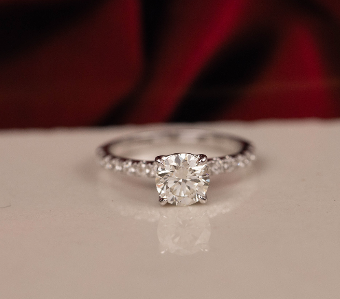 GIA-Certified 1.00 Carat Diamond w/.28 CTW Engagement Ring 14k White Gold ER688