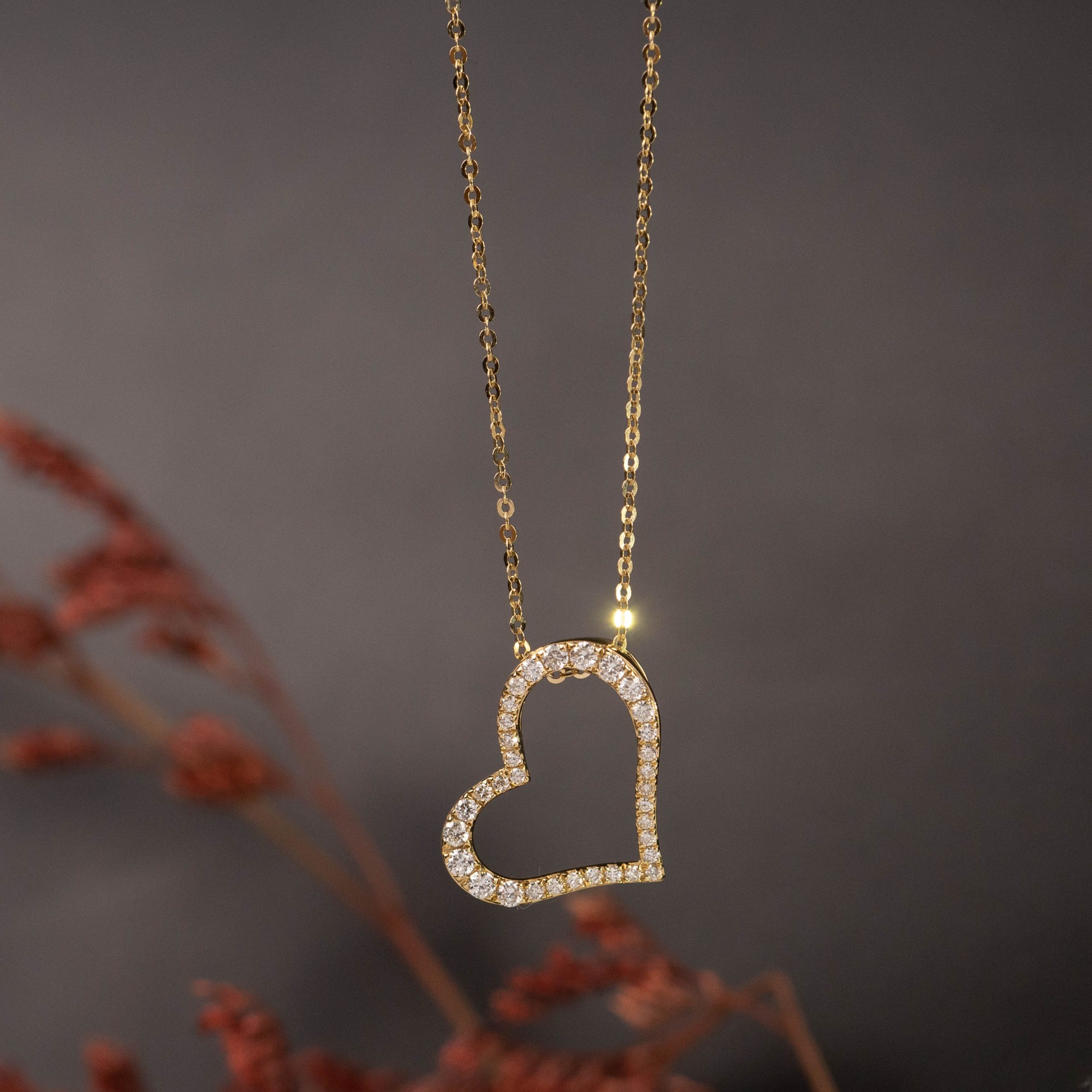 .245 CTW Diamond Heart Necklace 14k Yellow Gold N189Y
