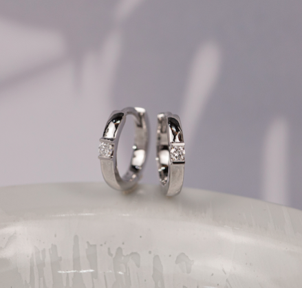 .054 CTW Diamond Clip Earrings 18k White Gold E728W