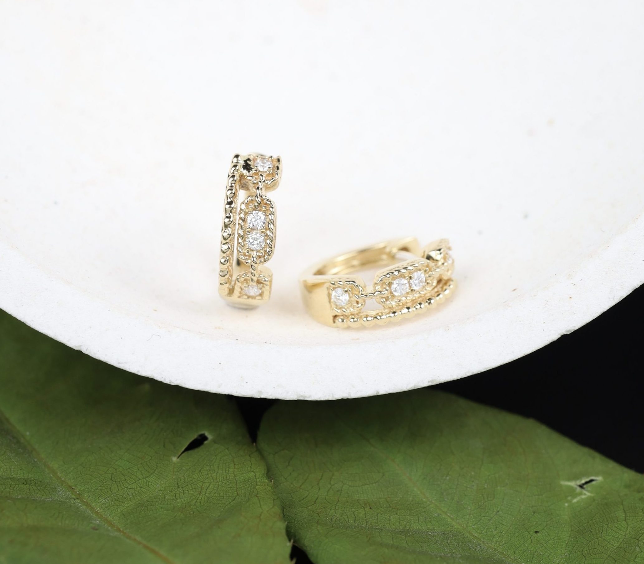 .114 CTW Diamond Clip Earrings 14k Twotone Gold E744Y