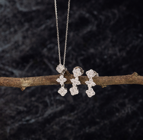 .67 CTW Diamond 2-Way Earrings&Necklace Set 18k White Gold E771W & N139W