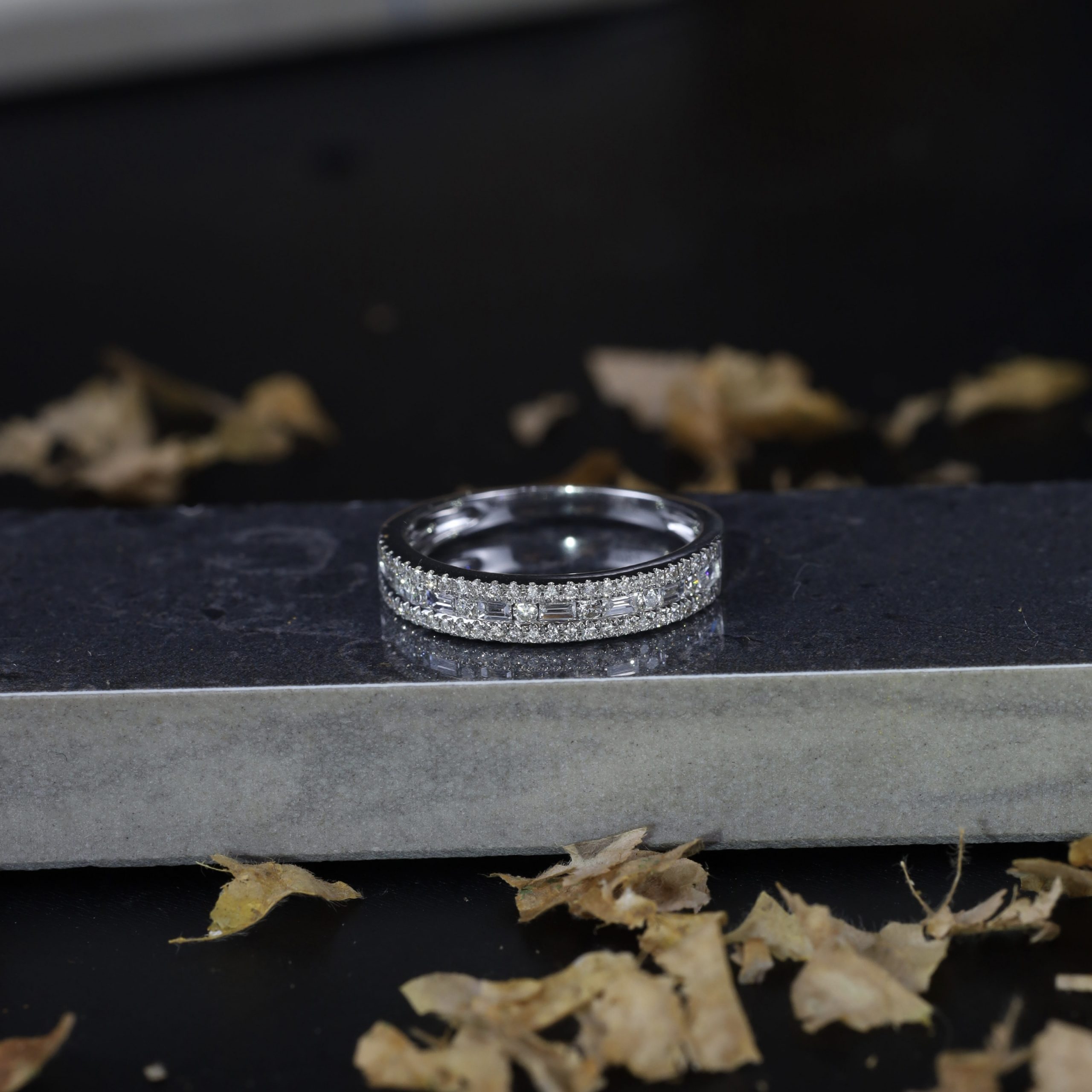 .35 CTW Diamond Half Eternity Ring 18k White Gold HE127
