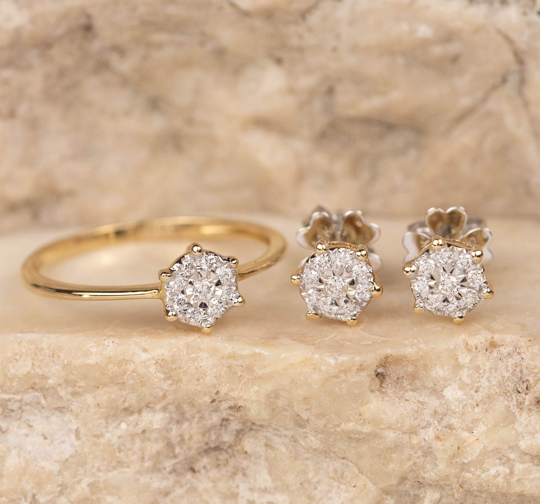 .201 CTW Diamond Earrings & Ring Set 14k Twotone Gold JS109YG