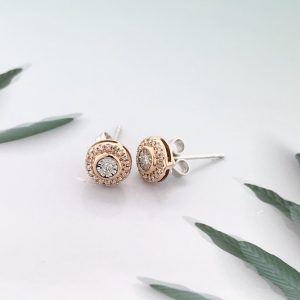 .115 CTW Diamond Earrings Twotone Gold JS129RG-E
