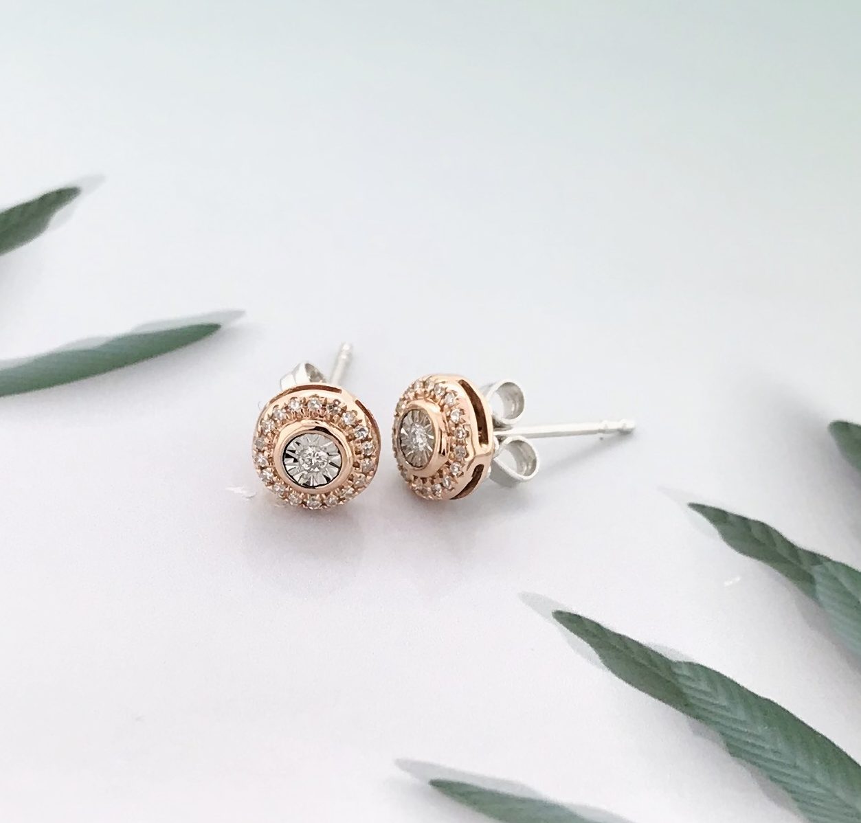 .115 CTW Diamond Earrings Twotone Gold JS129RG-E
