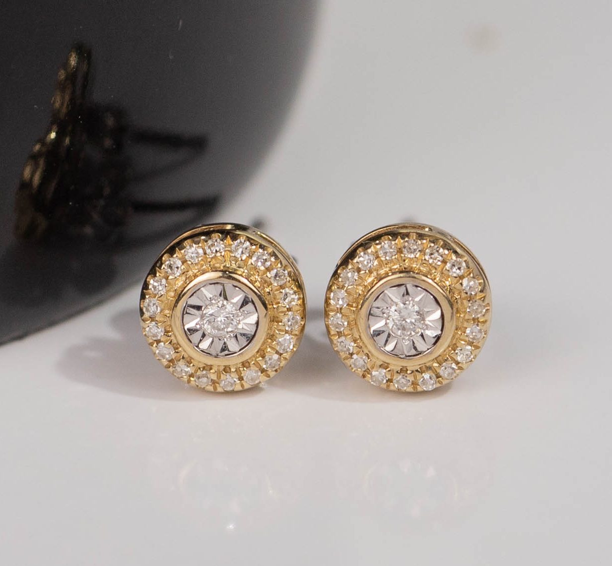 .115 CTW Diamond Earrings Twotone Gold JS129YG-E