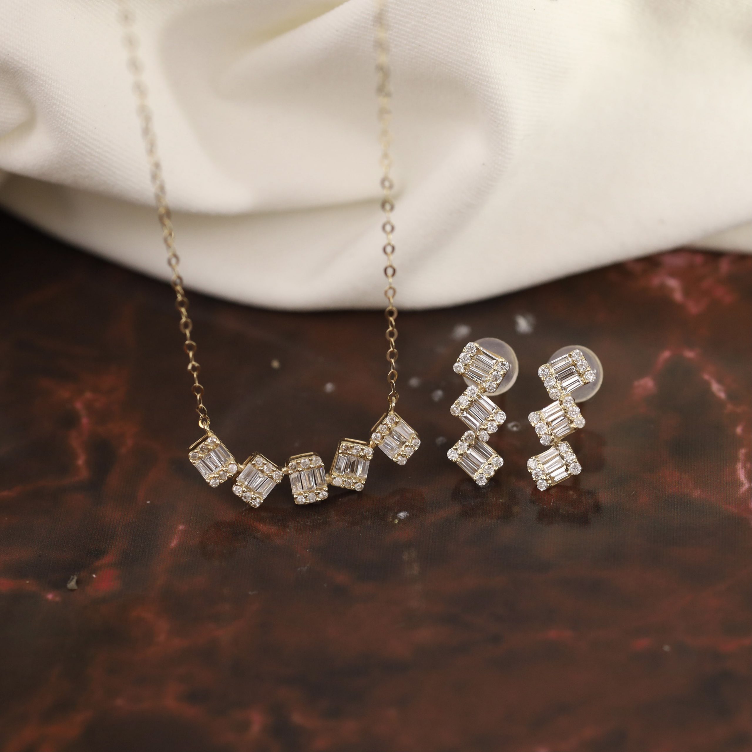 .61 CTW Diamond 2-Way Earrings & Necklace Set 18k Yellow Gold JS132-YG