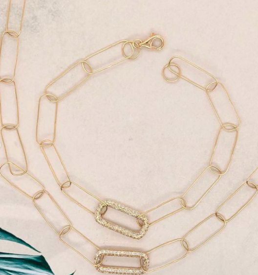 .53 CTW Diamond Linked Chain Bracelet & Necklace jewelry set 18k Yellow Gold JS137YG