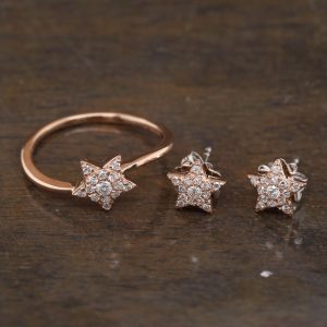 .285 CTW Diamond Earrings & Ring Set Twotone Gold JS140-RG
