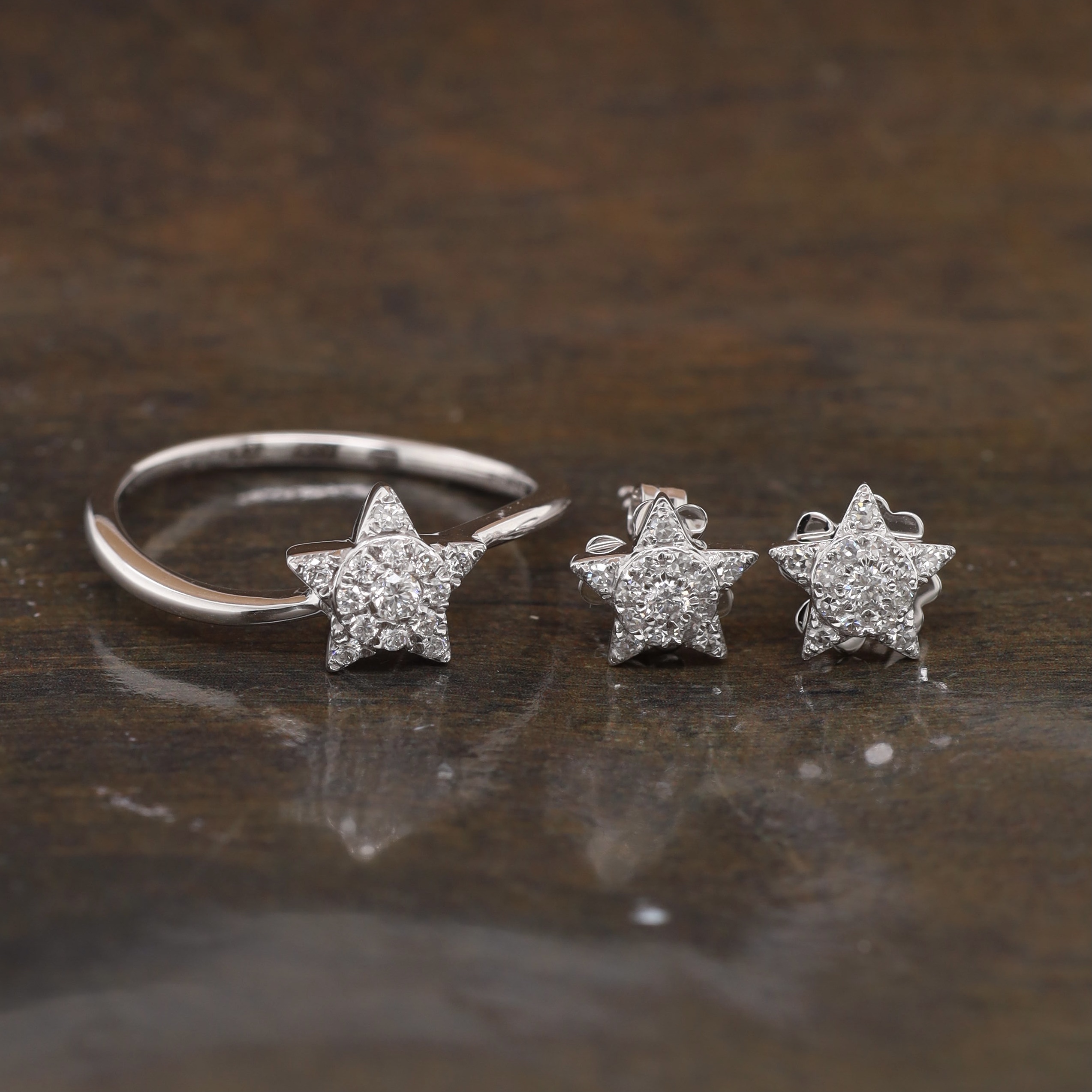 .291 CTW Diamond Earrings & Ring Set 14k White Gold JS140-WG