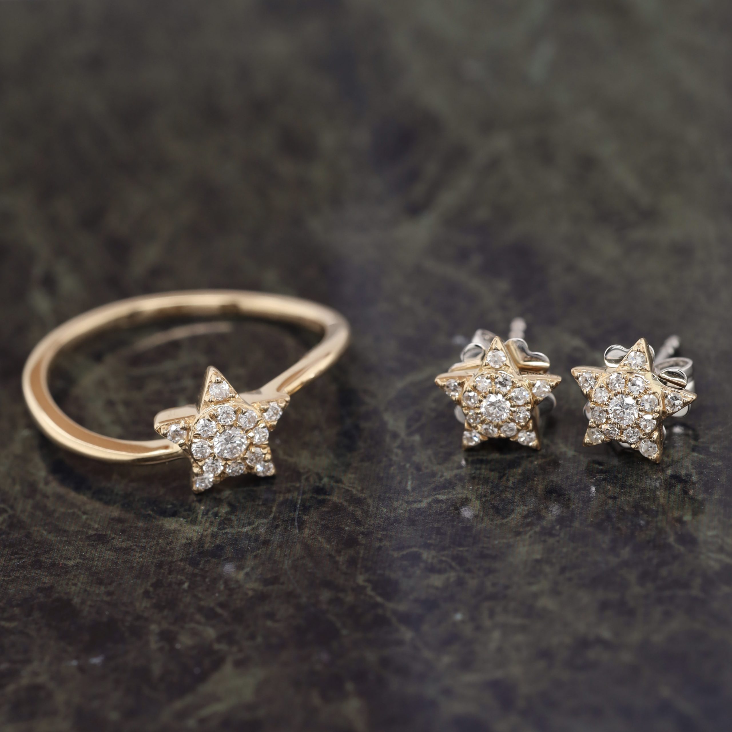 .285 CTW Diamond Earrings & Ring Set Twotone Gold JS140-RG