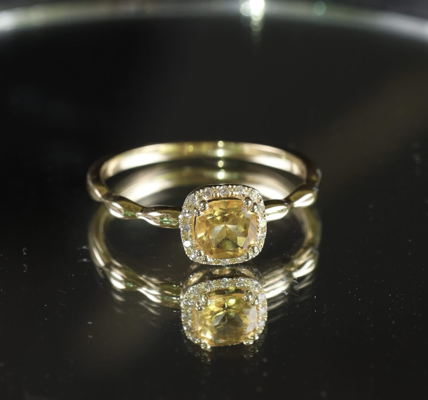 .496 Carat Citrine w/.034 CTW Diamond Ring 14k Yellow Gold JS148R