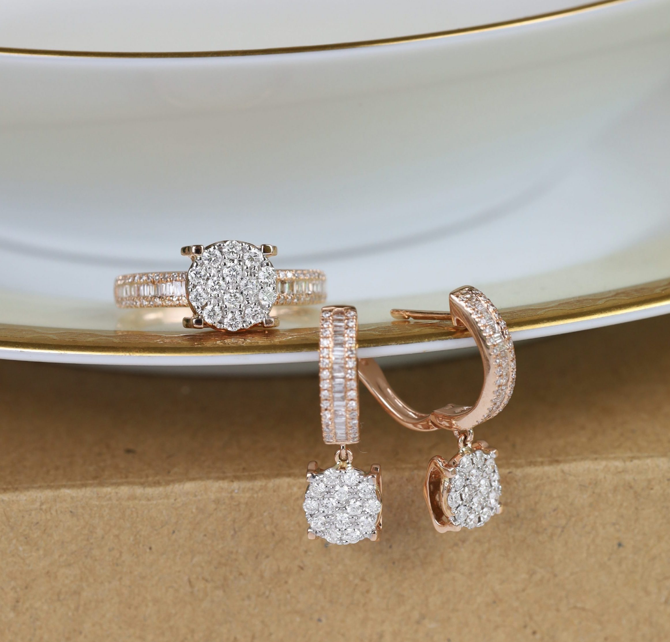 1.23 CTW Diamond Earrings & Ring 14k Rose Gold JS153-RG