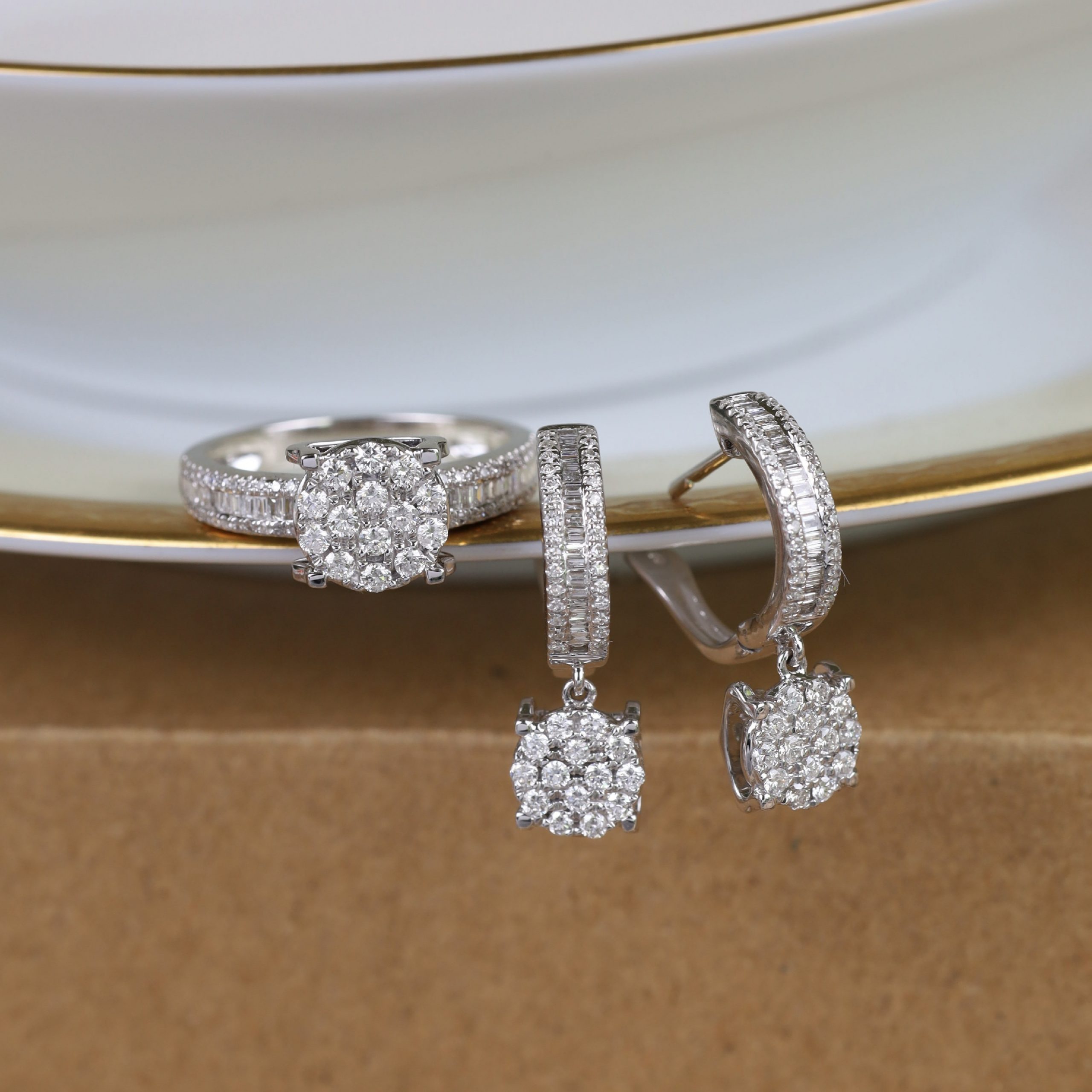 1.26 CTW Diamond Earrings & Ring Set 14k White Gold JS153-WG