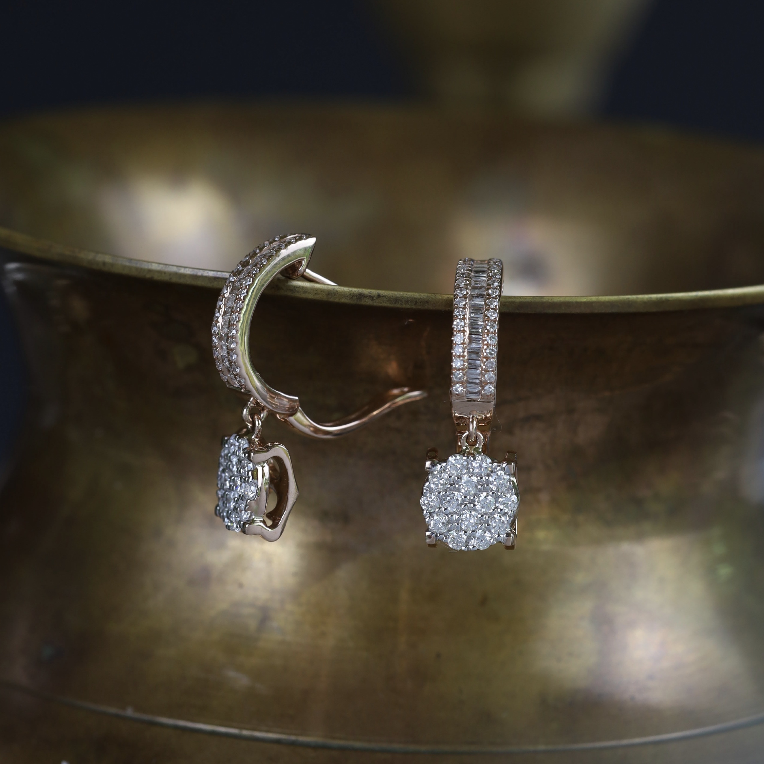 .70 CTW Diamond Dangling Earrings 14k Rose Gold JS153E-RG